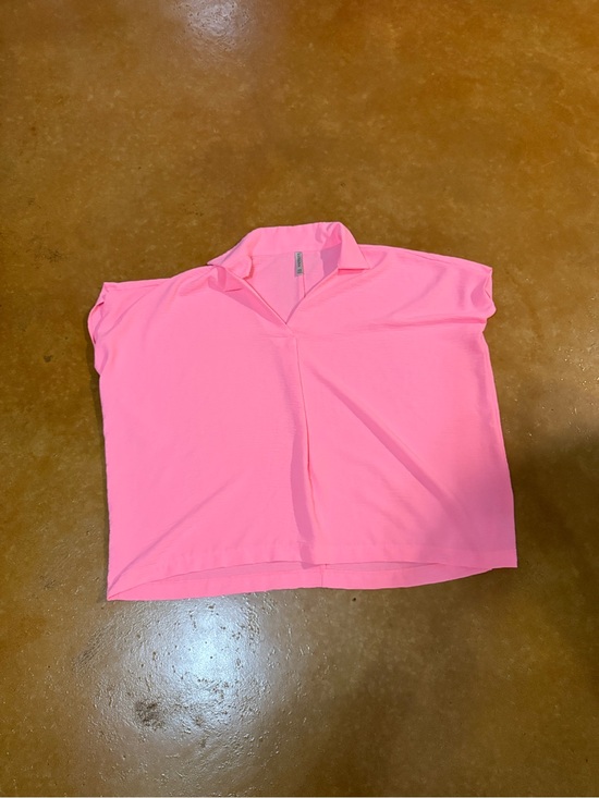 Zenana Tops - Zenana Women's Pink Collared V-Neck Short Sleeve Top